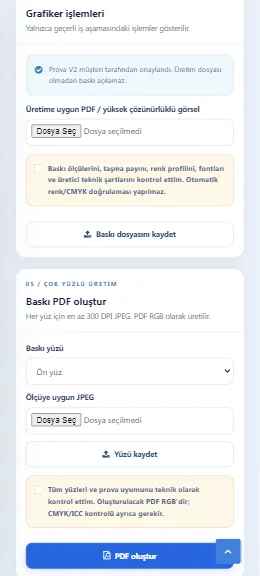 Shopgez Baskı Stüdyosu prova onayı ve üretim hazırlığı mobil gerçek ekranı